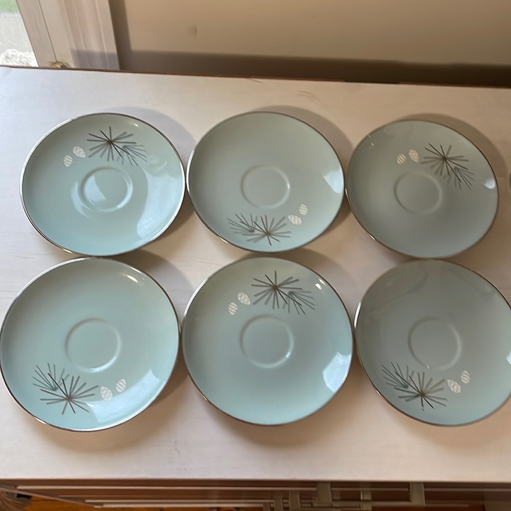 Franciscan masterpiece silver pine 6 saucers